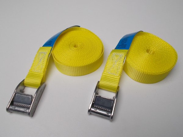 2x Cam buckle strap single-part 350daN yellow