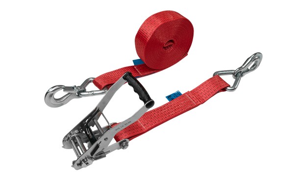 2-part ratchet lashing strap with snap hook 2500 daN