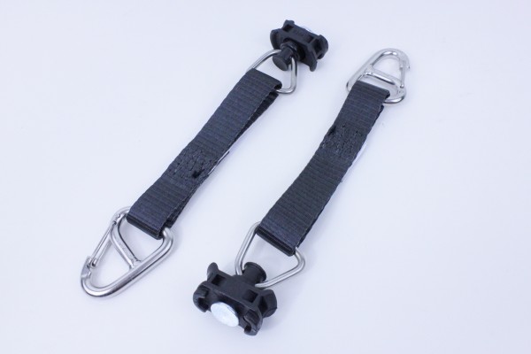 Adapter tension strap carabiner adapter belt for airline tracks, 600 daN, black